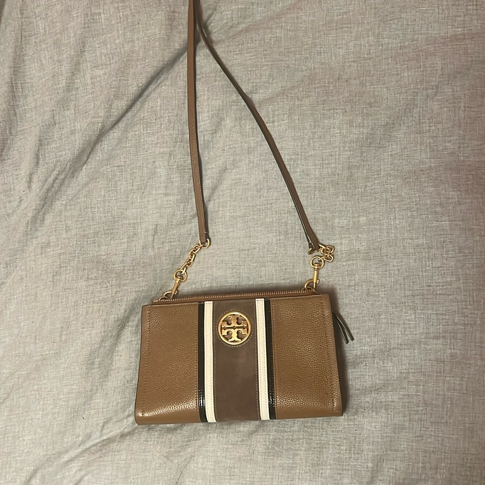 Tory Burch Carson Stripe Leather Crossbody Bag